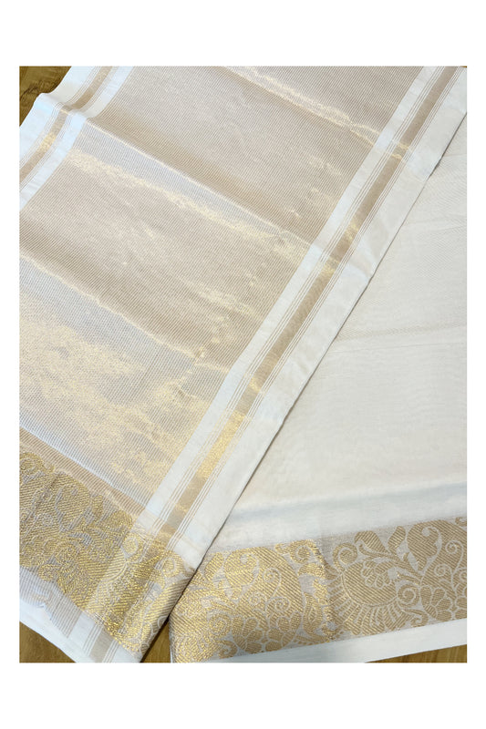 Pure Cotton Kerala Kasavu Saree with Paisley work on Border