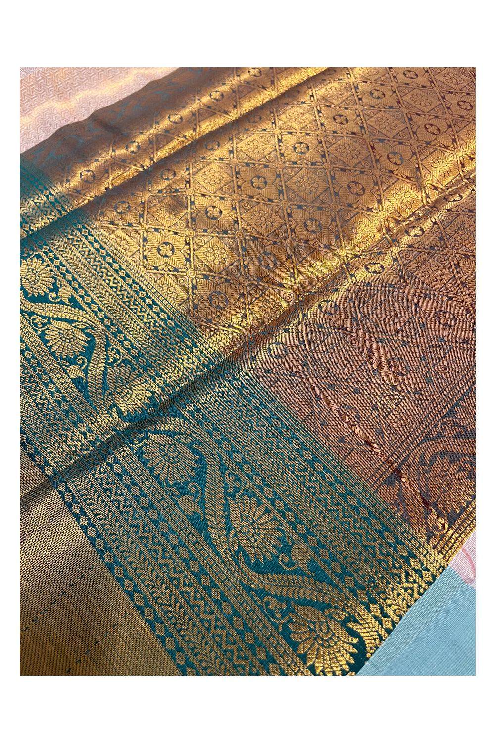 Southloom Premium Semi Silk Zari Work Brocade Saree in Bridal Sandal with Matching Pallu