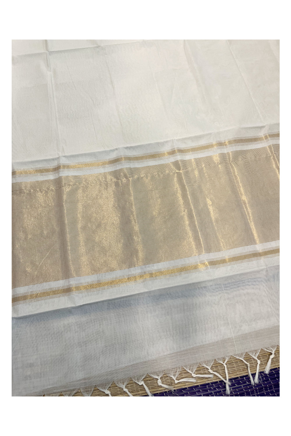 Pure Cotton Kerala Kasavu Saree with Paisley work on Border