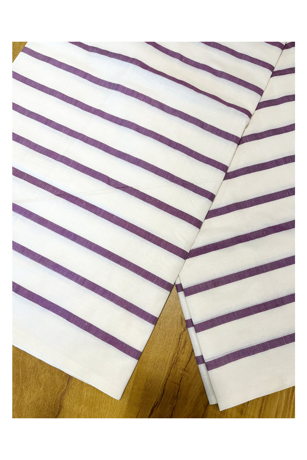 Kerala Pure Cotton Magenta Lines Saree with Blouse Piece