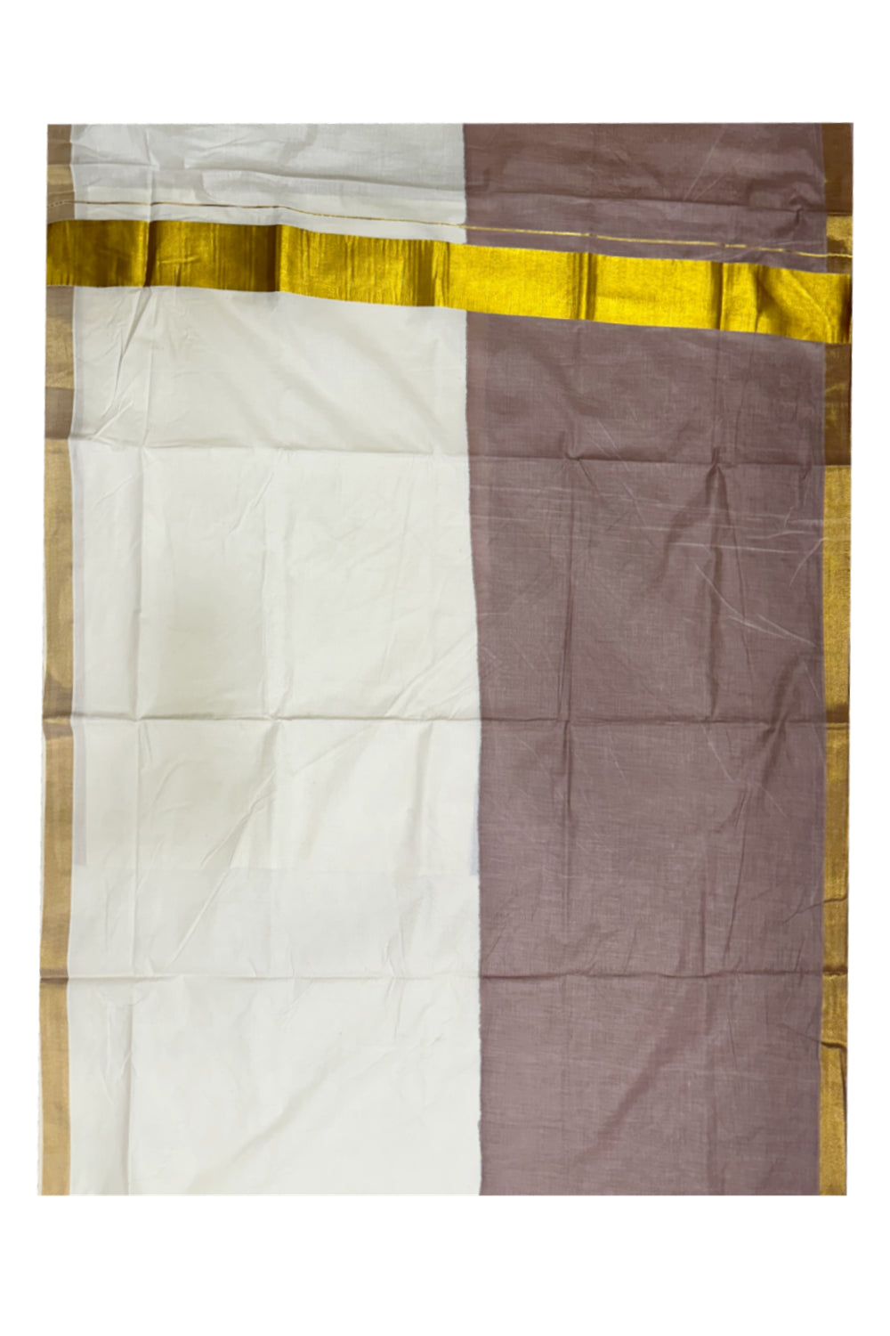Southloom Tie and Dye Multi Colour Brown Kasavu Saree