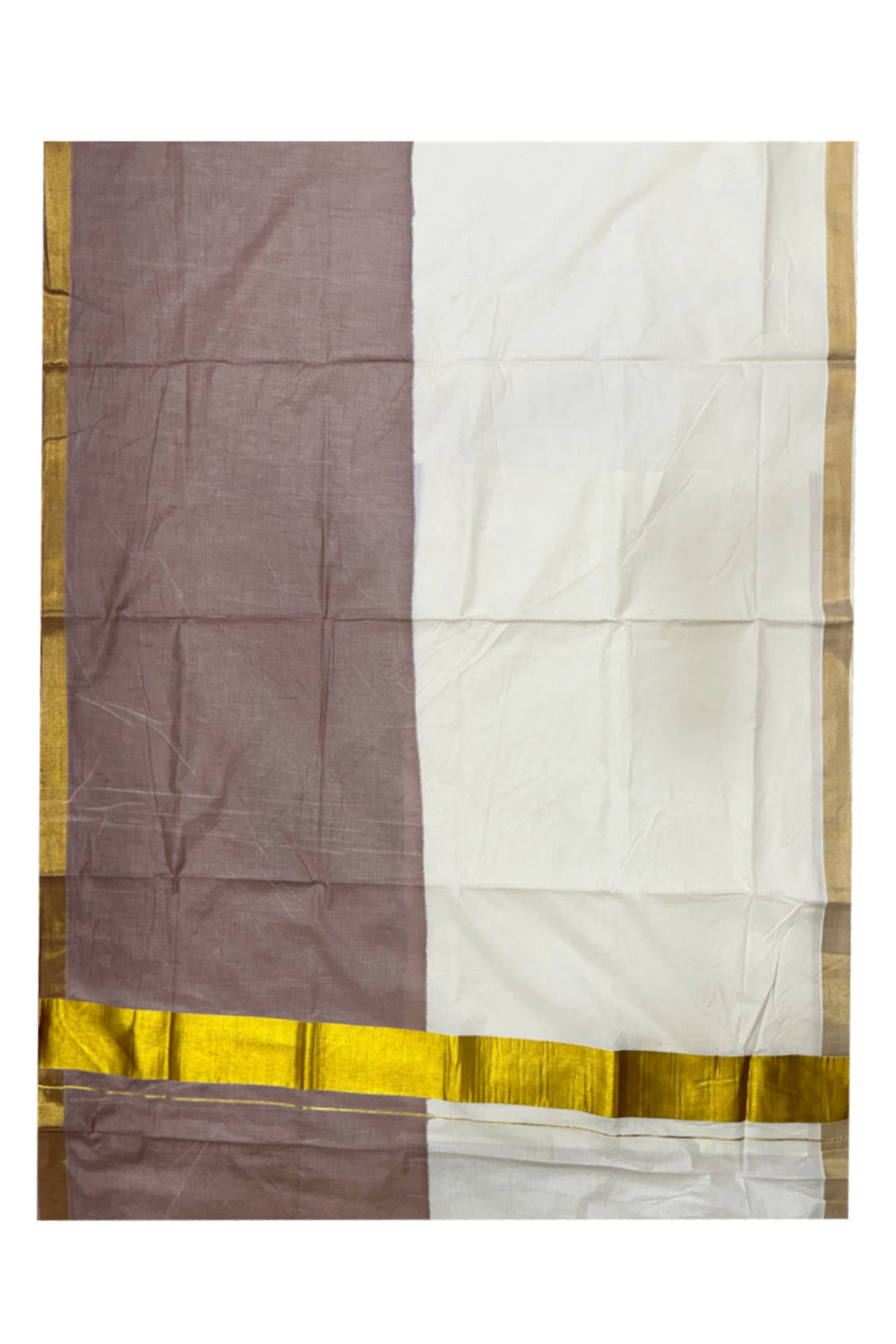 Southloom Tie and Dye Multi Colour Brown Kasavu Saree SL264