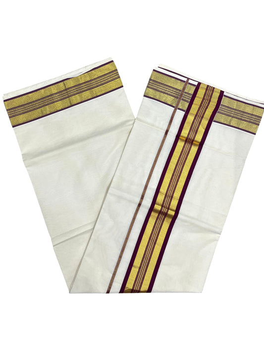 Southloom Kerala Cotton Kasavu Saree with Purple Border