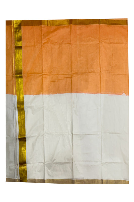 Southloom Tie and Dye Multi Colour Orange Kasavu Saree