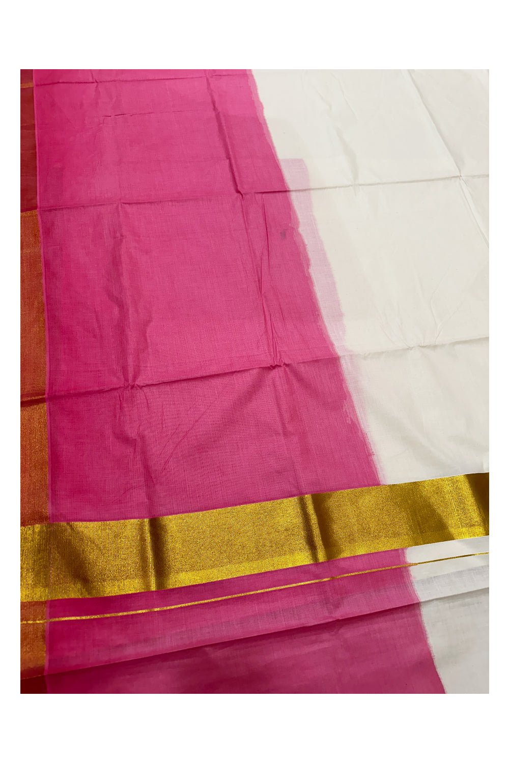 Southloom Tie and Dye Multi Colour Pink Kasavu Saree