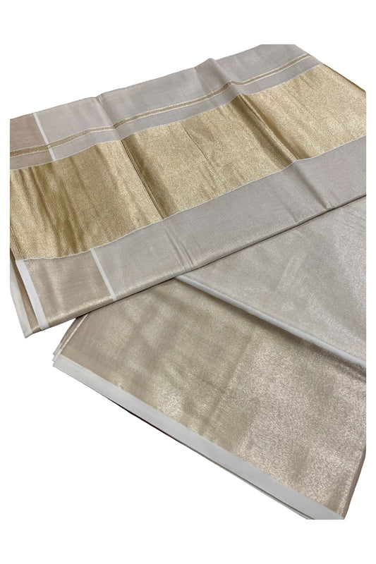 Southloom Kerala Tissue Kasavu Plain Saree With 6 Inch Pallu