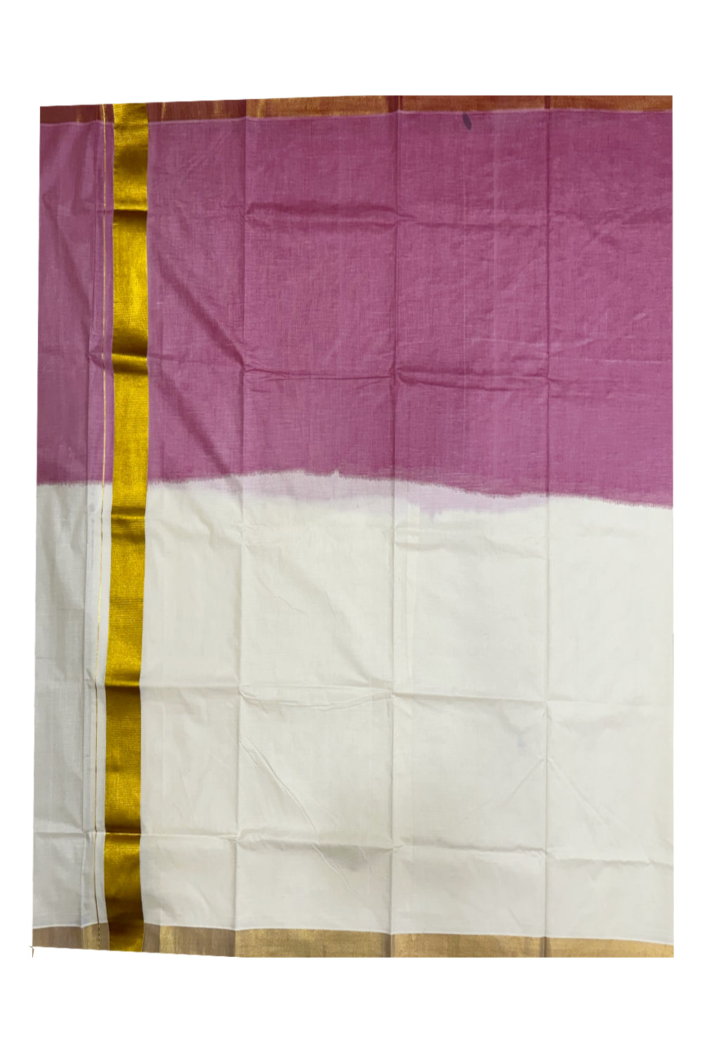 Southloom Tie and Dye Multi Colour Pink Kasavu Saree