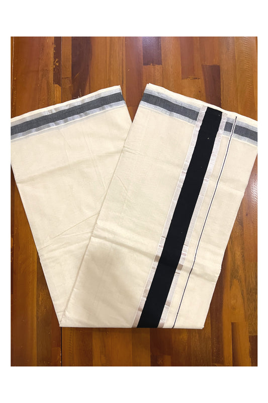 Pure Cotton Kerala Saree with Black and Silver Kasavu Border