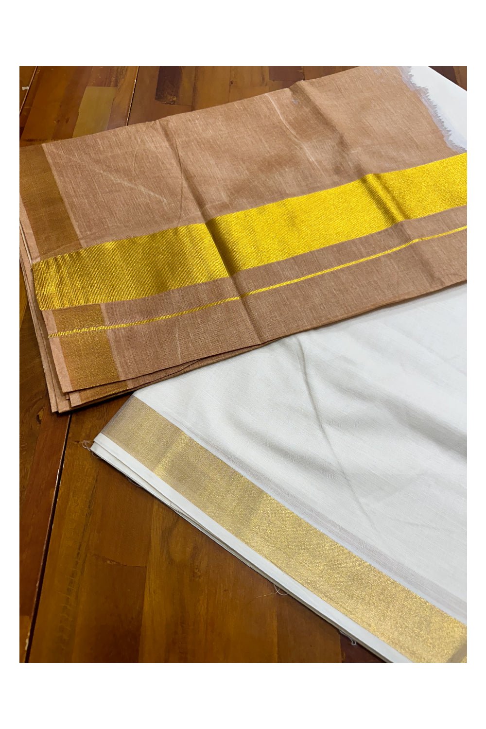 Southloom Tie and Dye Multi Colour Brown Kasavu Saree