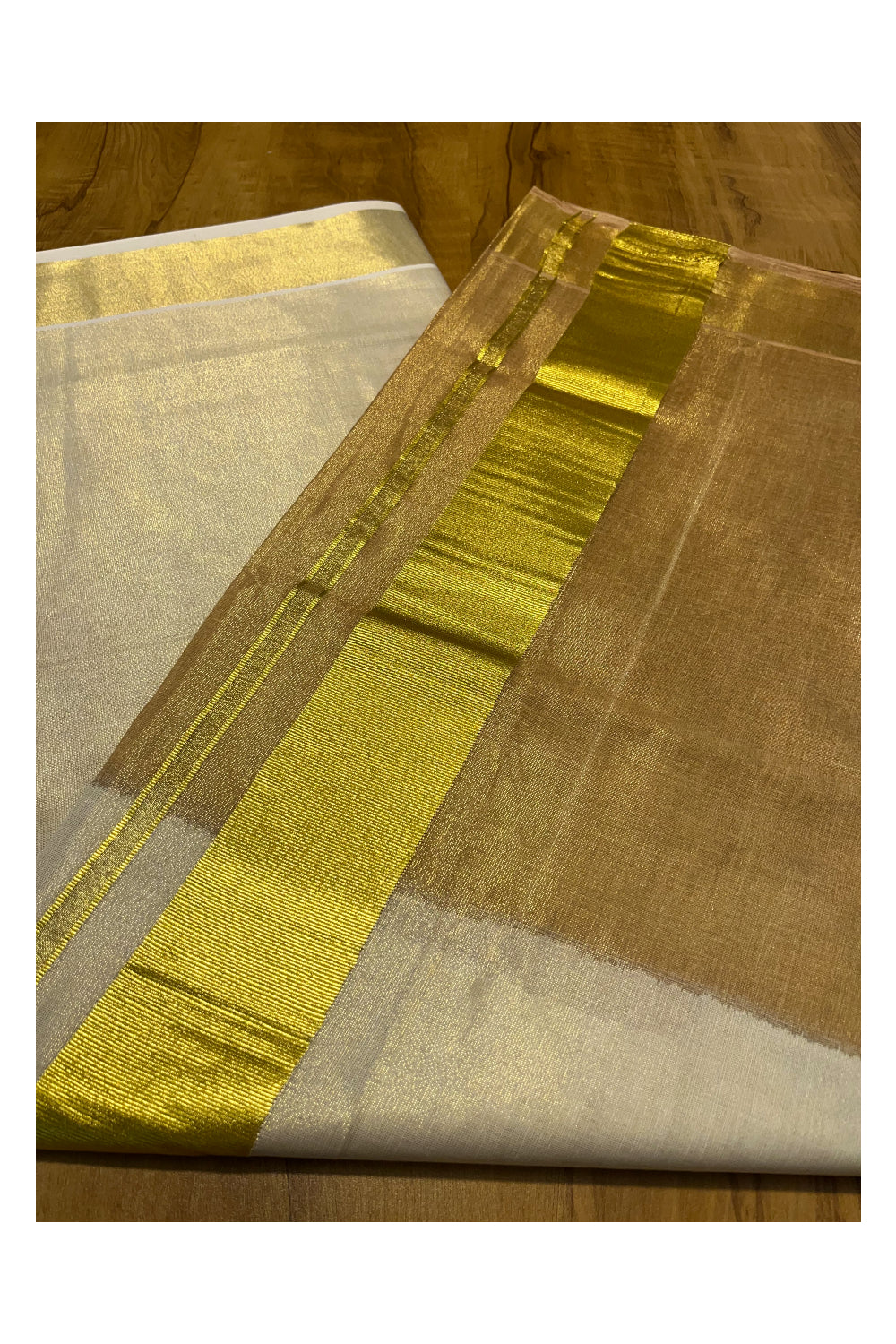 Southloom Tie & Dye - Half & Half Multi Colour Brown Design Saree with Kasavu Border