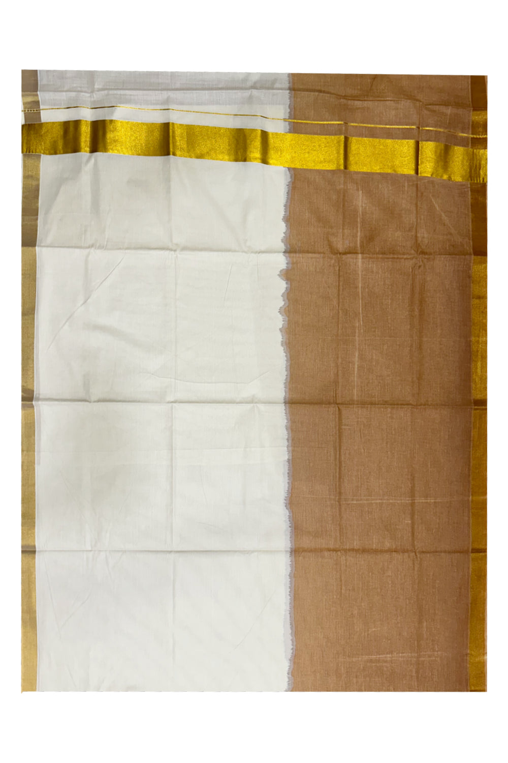 Southloom Tie and Dye Multi Colour Brown Kasavu Saree