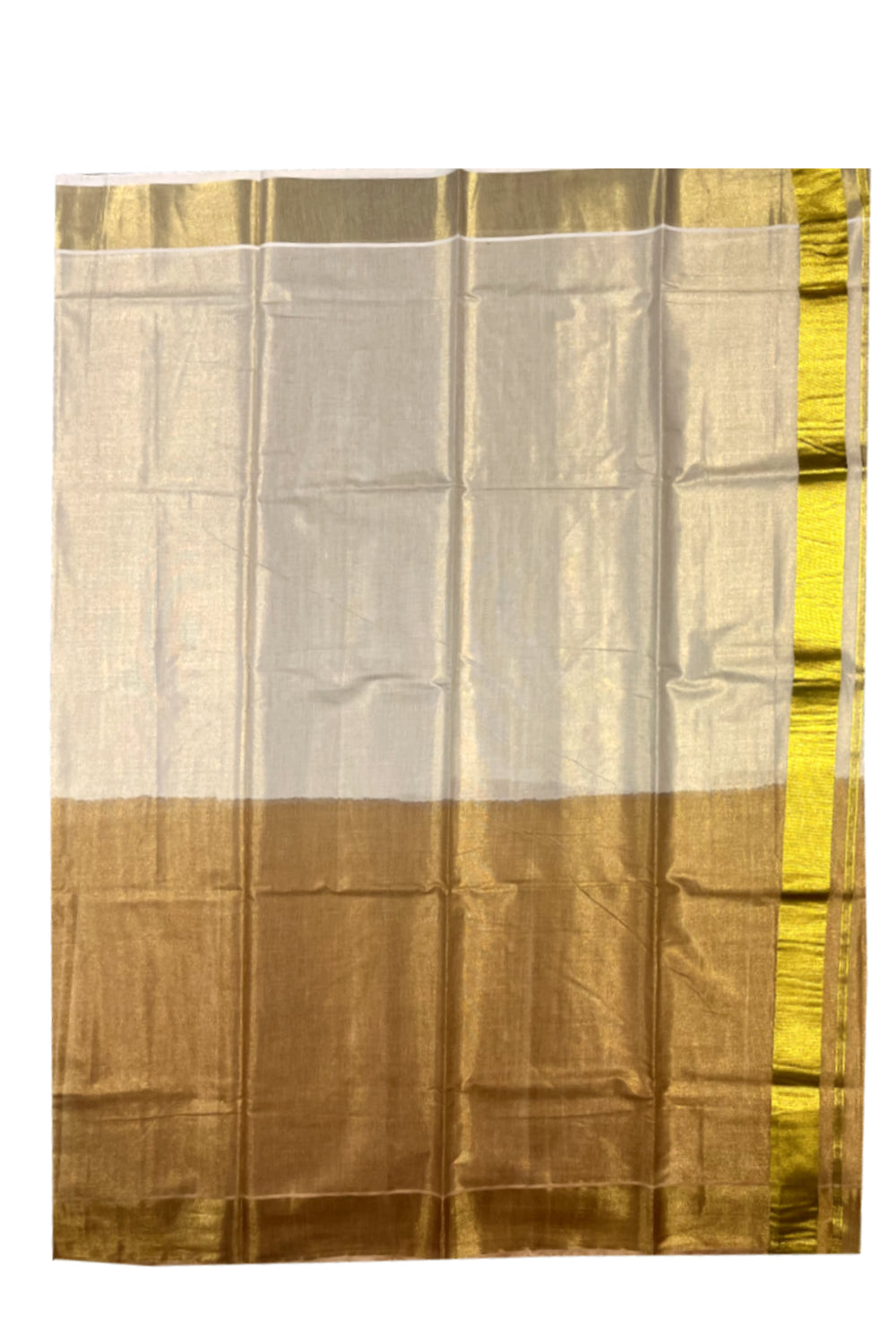 Southloom Tie & Dye - Half & Half Multi Colour Brown Design Saree with Kasavu Border