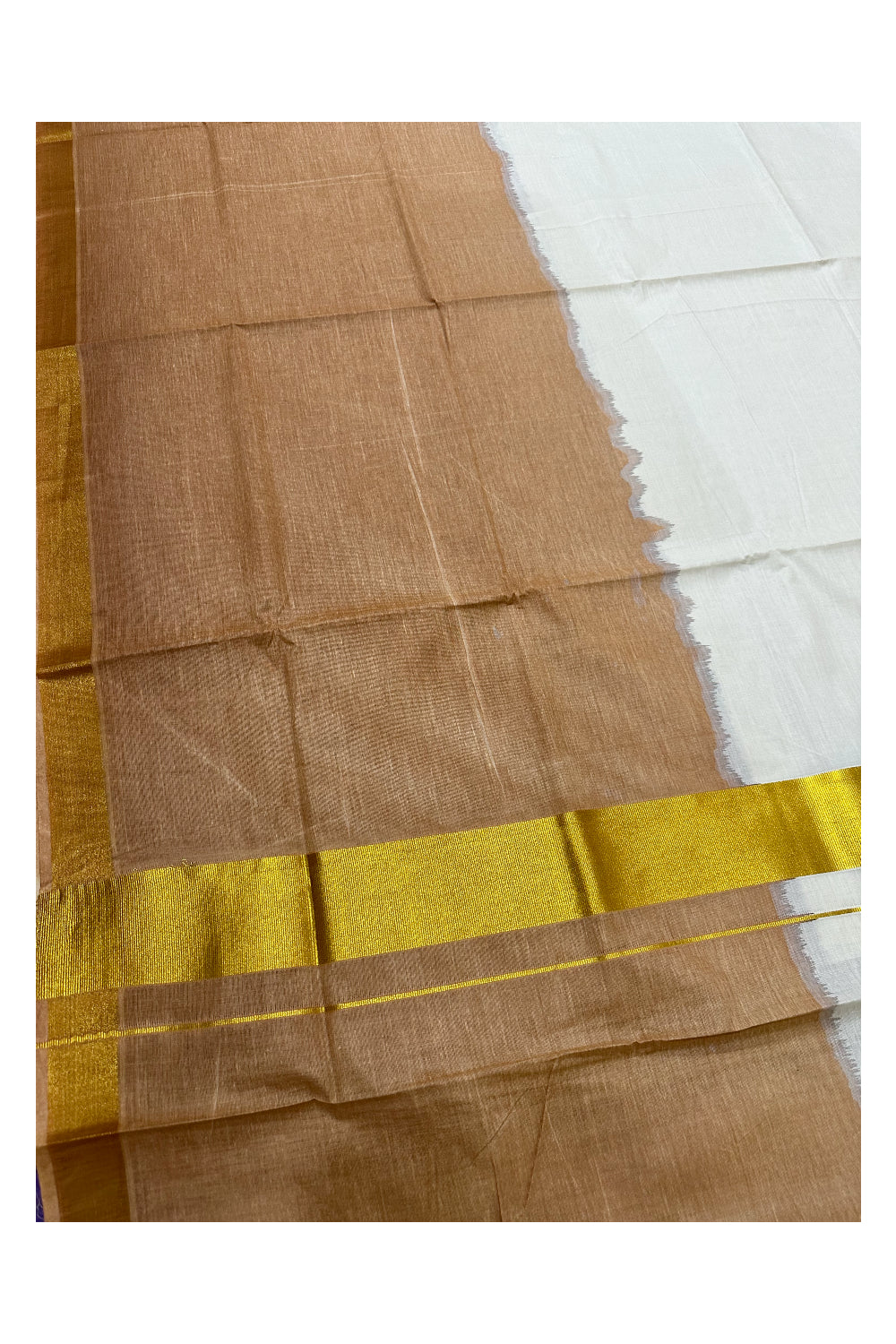 Southloom Tie and Dye Multi Colour Brown Kasavu Saree