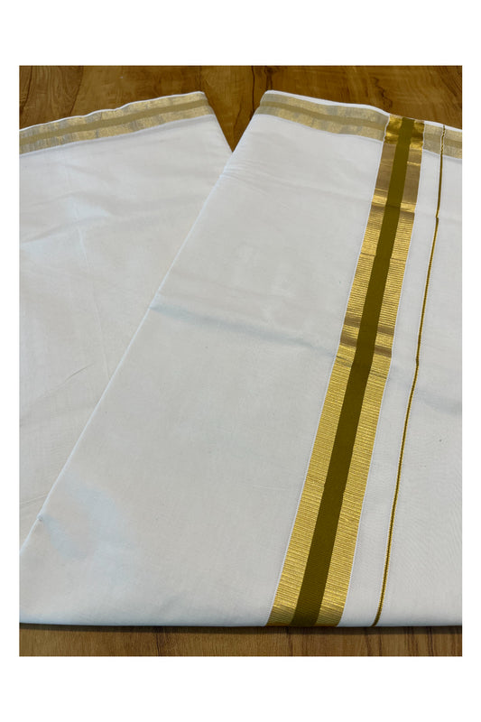 Pure Cotton Kerala Saree with Kasavu and Olive Green Border