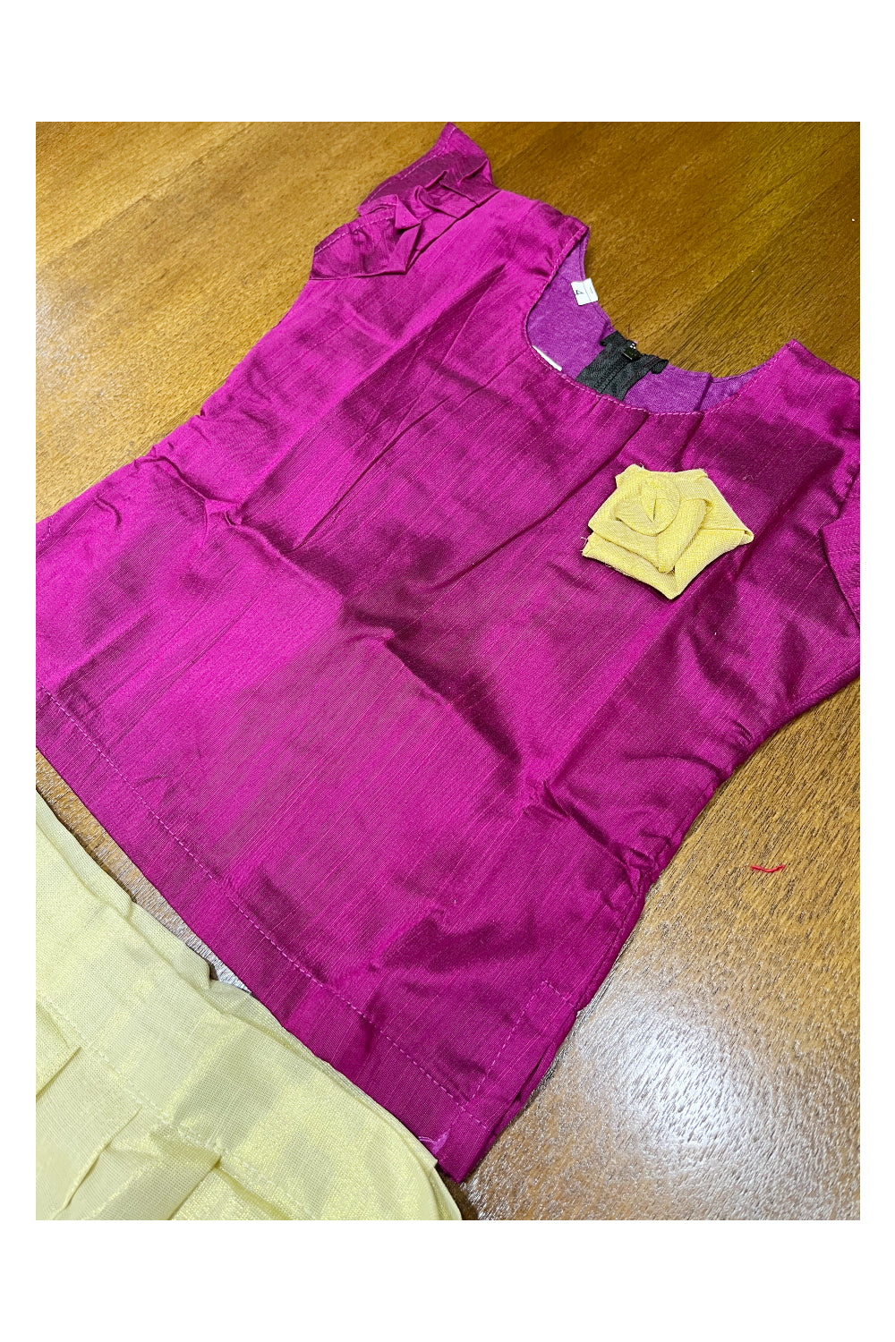 Southloom Kerala Maganta Pattupavada and Blouse with Flower Design (Age 1- 5)