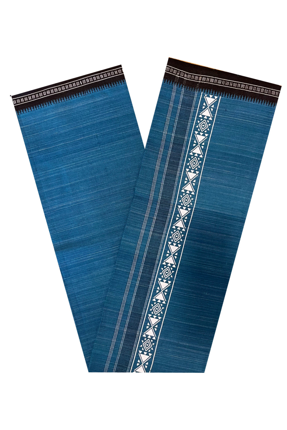 Southloom Blue Printed Single Mundu / Otta Mundu / Lungi (South Indian Kerala Dhoti)