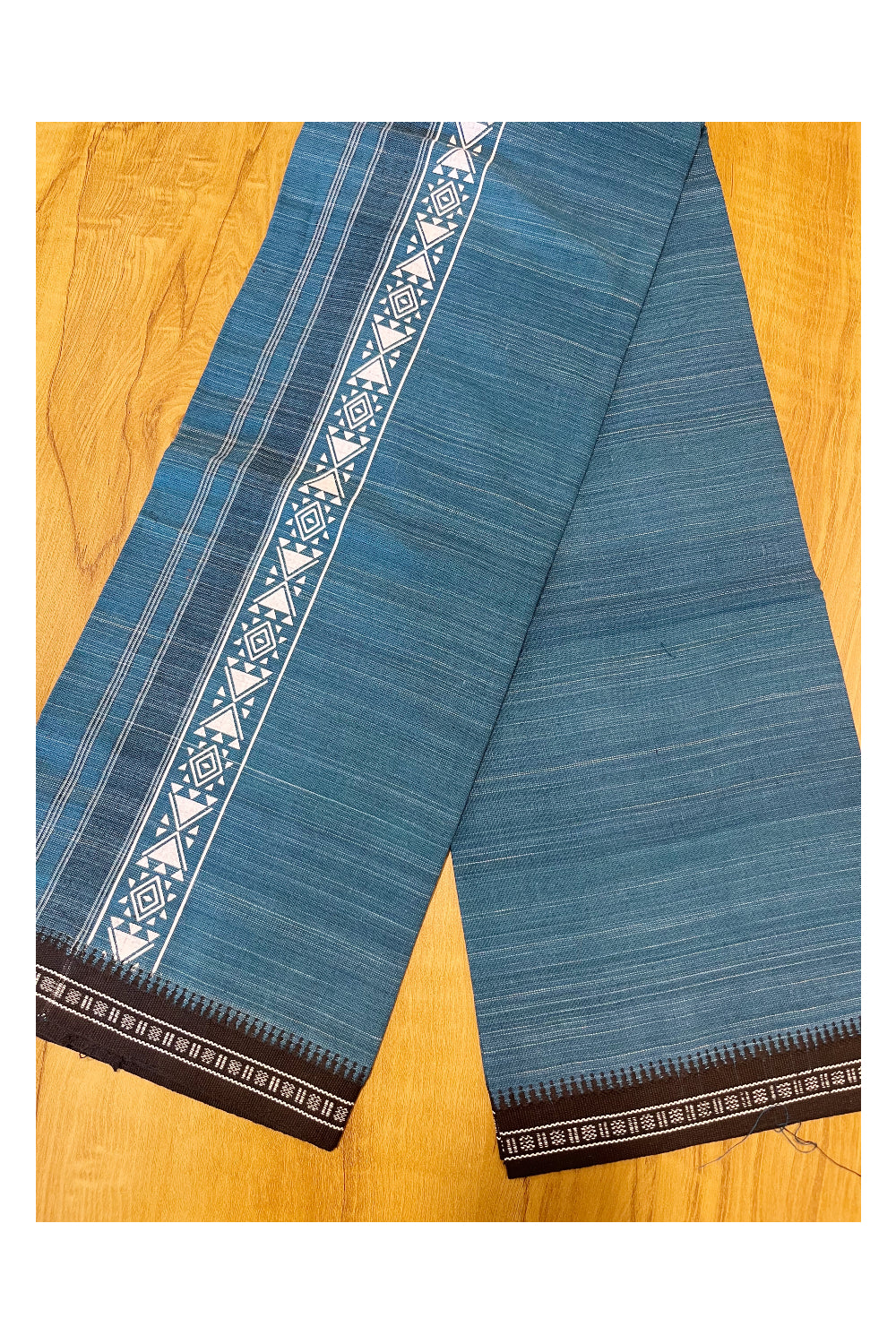 Southloom Blue Printed Single Mundu / Otta Mundu / Lungi (South Indian Kerala Dhoti)