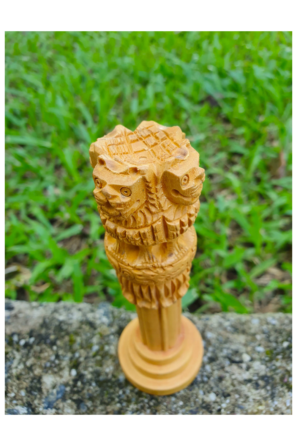 Southloom Handmade Asoka Lion Pillar Handicraft (Carved from White Wood)