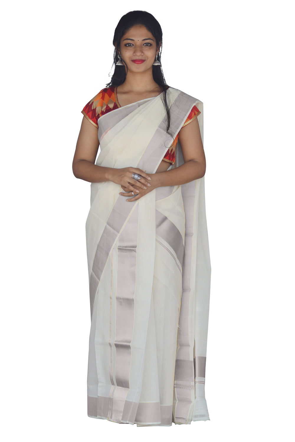 Mundum Neriyathum Single (Set Mundu) with 3 Inch Half Fine Silver Kasavu Kara 2.80 Mtrs