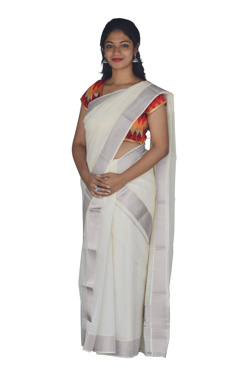 Mundum Neriyathum Single (Set Mundu) with 3 Inch Half Fine Silver Kasavu Kara 2.80 Mtrs