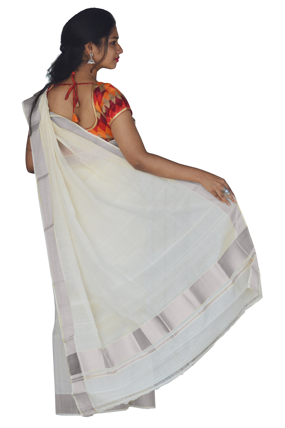 Mundum Neriyathum Single (Set Mundu) with 3 Inch Half Fine Silver Kasavu Kara 2.80 Mtrs