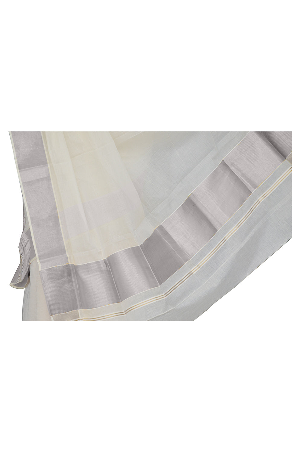 Mundum Neriyathum Single (Set Mundu) with 5 Inch Silver Kasavu Kara 2.80 M