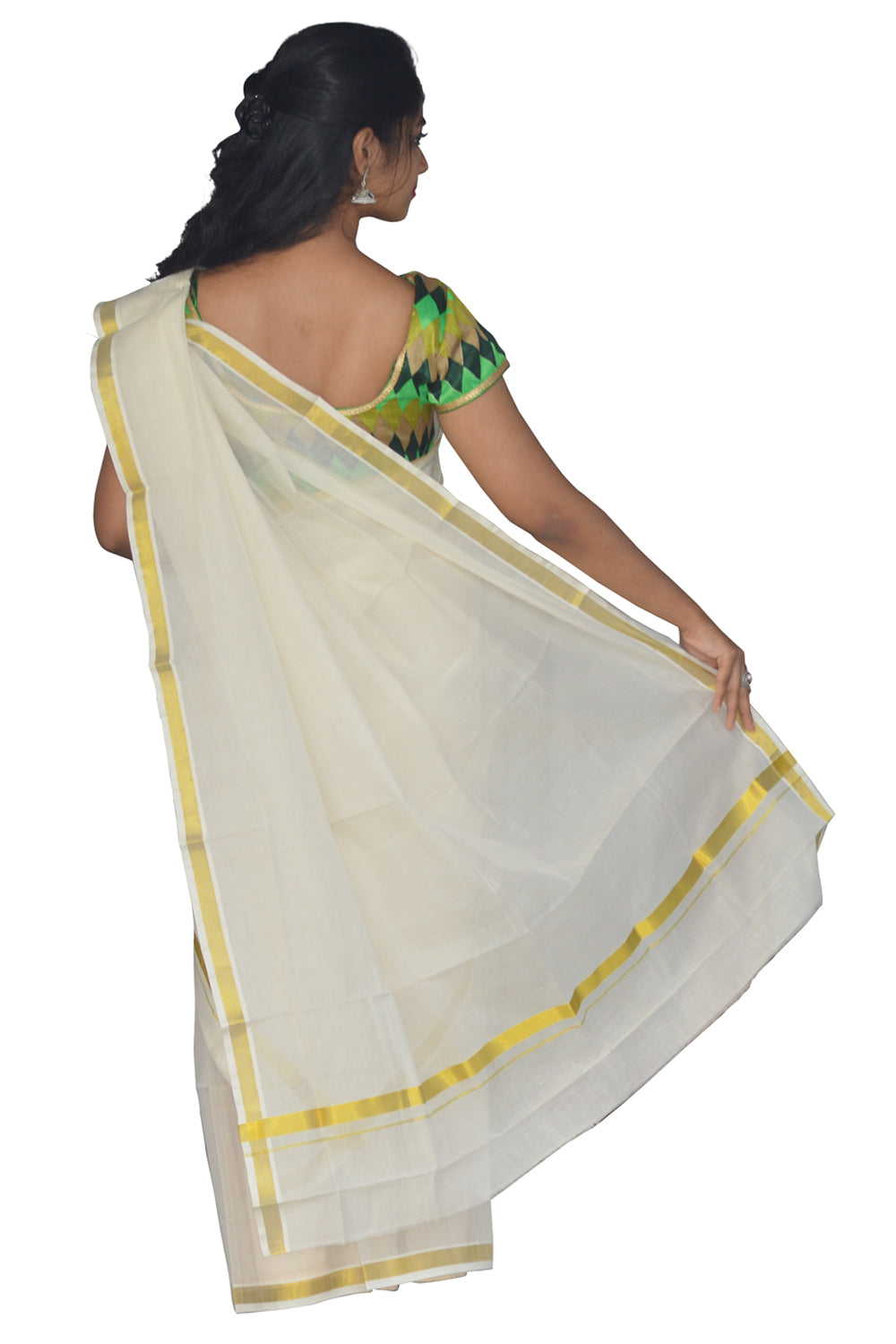 Southloom™ Handloom Plain Single Mundum Neriyathum (Set Mundu) 1 Inch