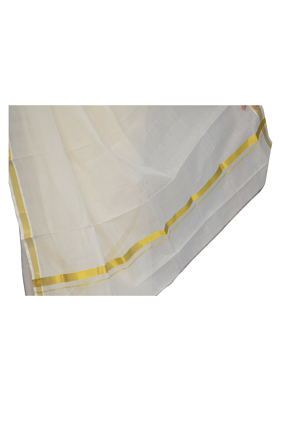 Southloom™ Handloom Plain Single Mundum Neriyathum (Set Mundu) 1 Inch