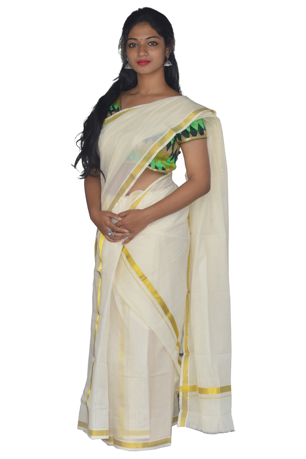Southloom™ Handloom Plain Single Mundum Neriyathum (Set Mundu) 1 Inch