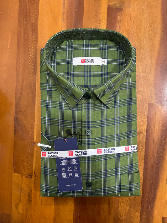 Pure Cotton Green Checkered Shirt SLSHIRT 46 HS