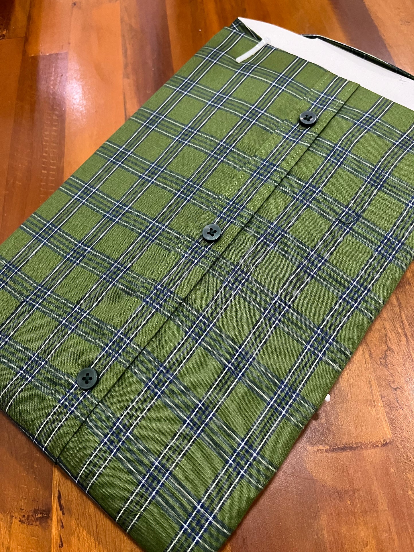Pure Cotton Green Checkered Shirt SLSHIRT 46 HS