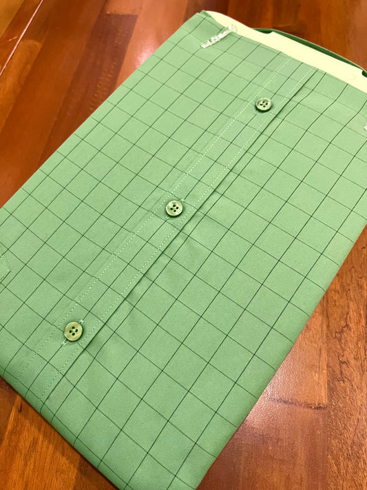 Pure Cotton Pastel Green Checkered Shirt (46 FS)
