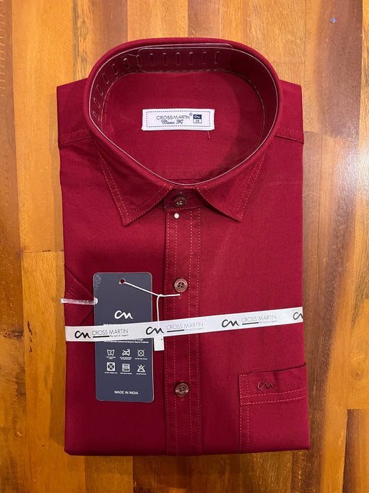 Pure Cotton Red Solid Shirt (38 HS)