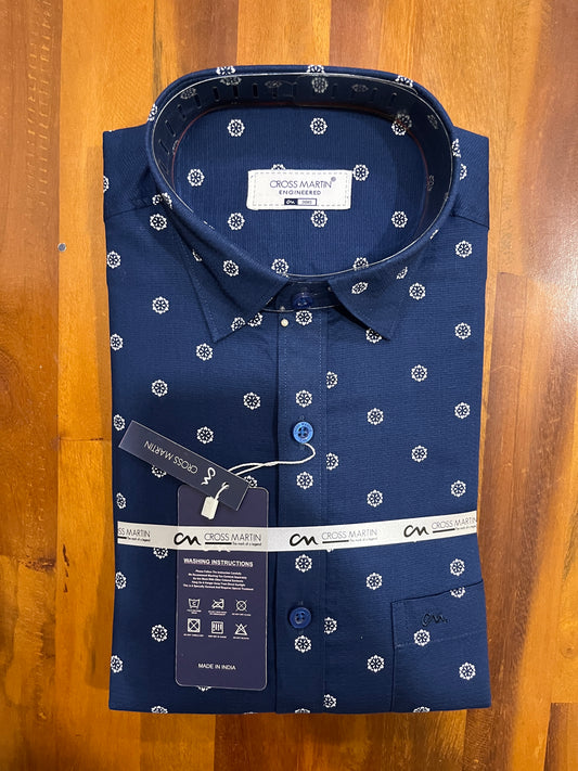 Pure Cotton Blue Printed Solid Shirt SLSHIRT 38 FS