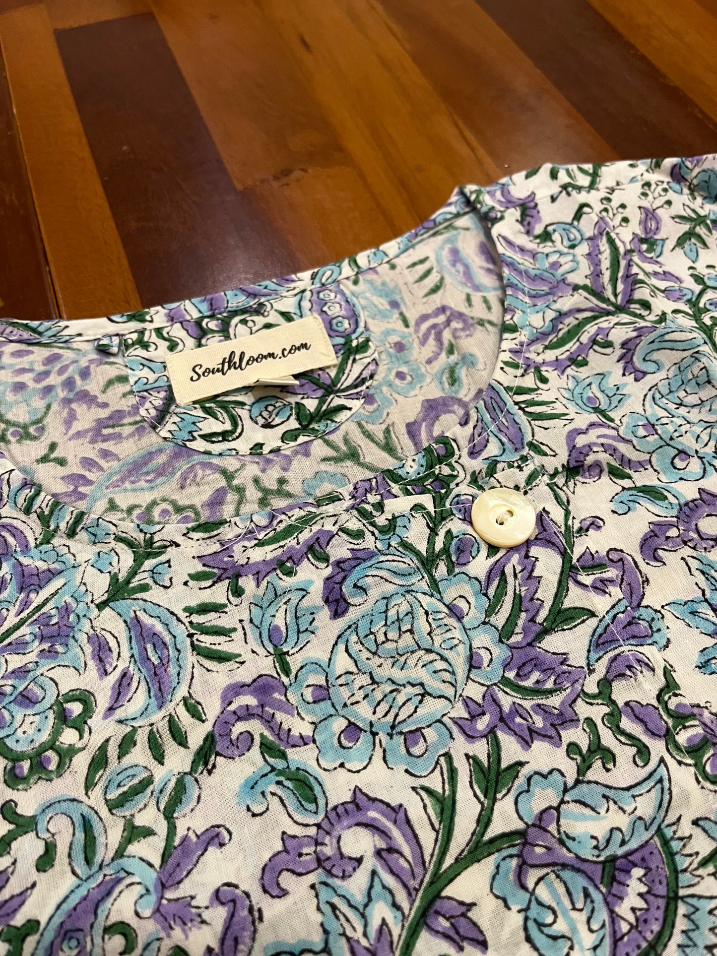 Southloom Jaipur Cotton Floral Hand Block Printed Top (Half Sleeves)