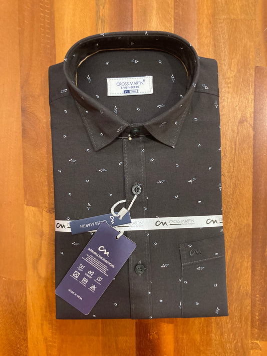 Pure Cotton Black Printed Shirt SLSHIRT 38 FS