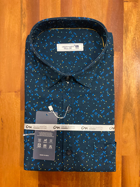 Pure Cotton Blue Printed Shirt (44 HS)