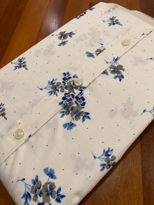 Pure Cotton Floral Prints in Pure White Shirt (44 HS)