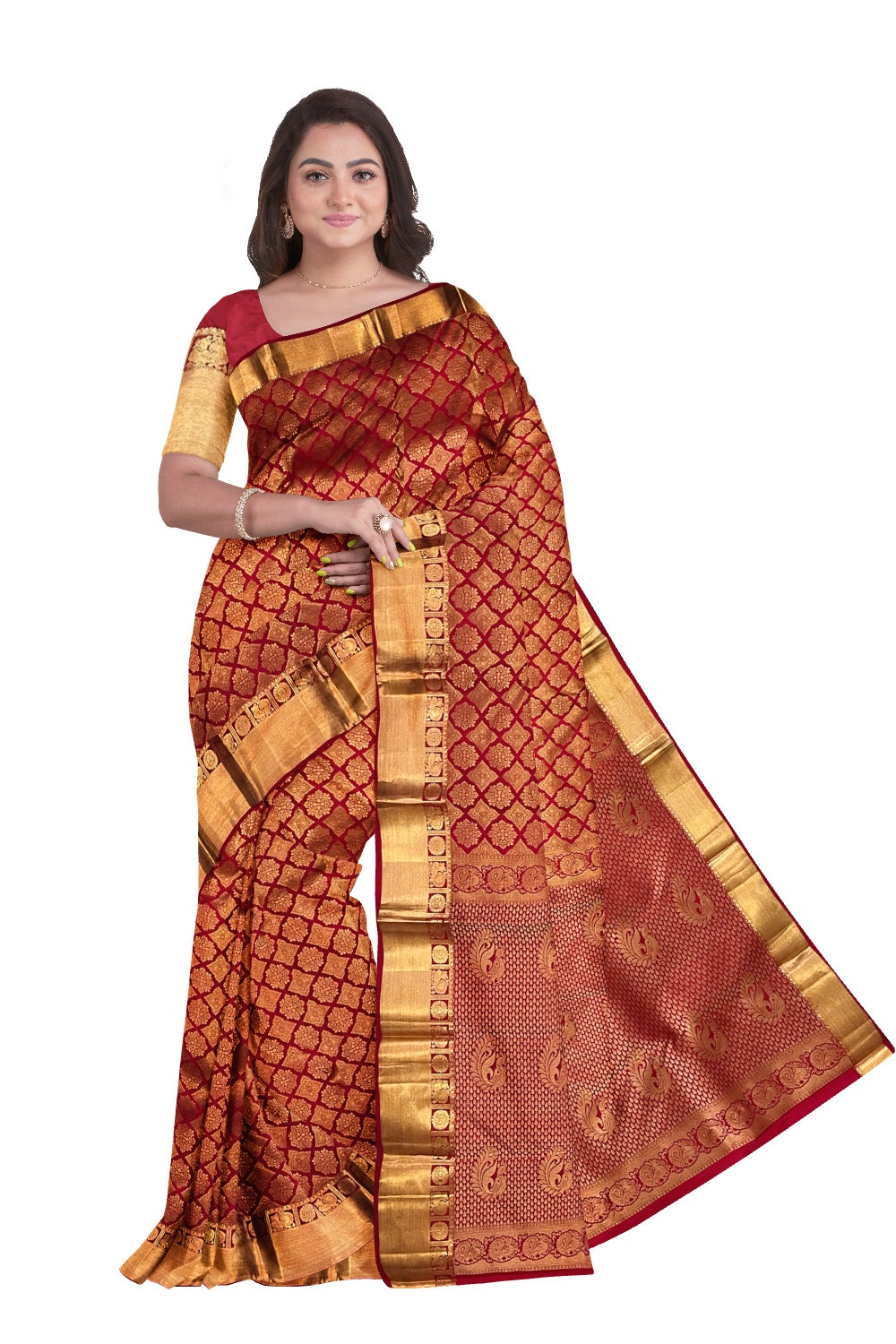 Southloom Double Warp Handloom Pure Silk Kanchipuram Red Manthrakodi S Southloom Kerala Handloom and Indian Ethnic Wear