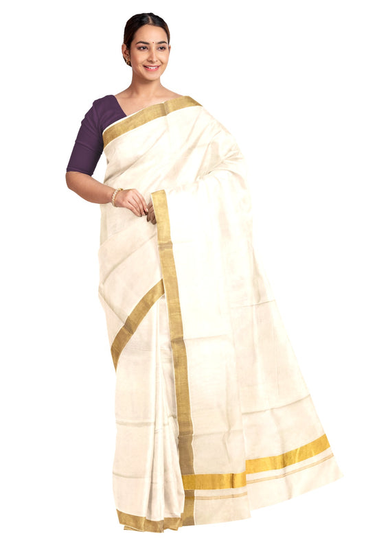 Pure Cotton Kerala Saree with 2x2 Kasavu Border