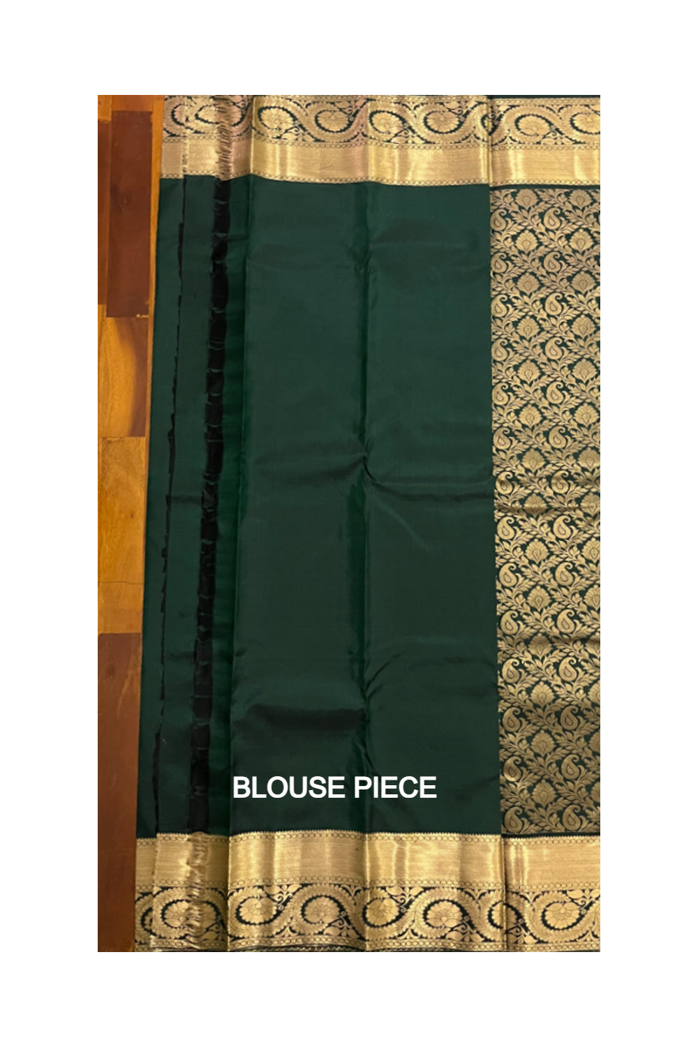 Southloom Double Warp Handloom Pure Silk Kanchipuram Dark Green Manthrakodi Saree with Kasavu Woven Works