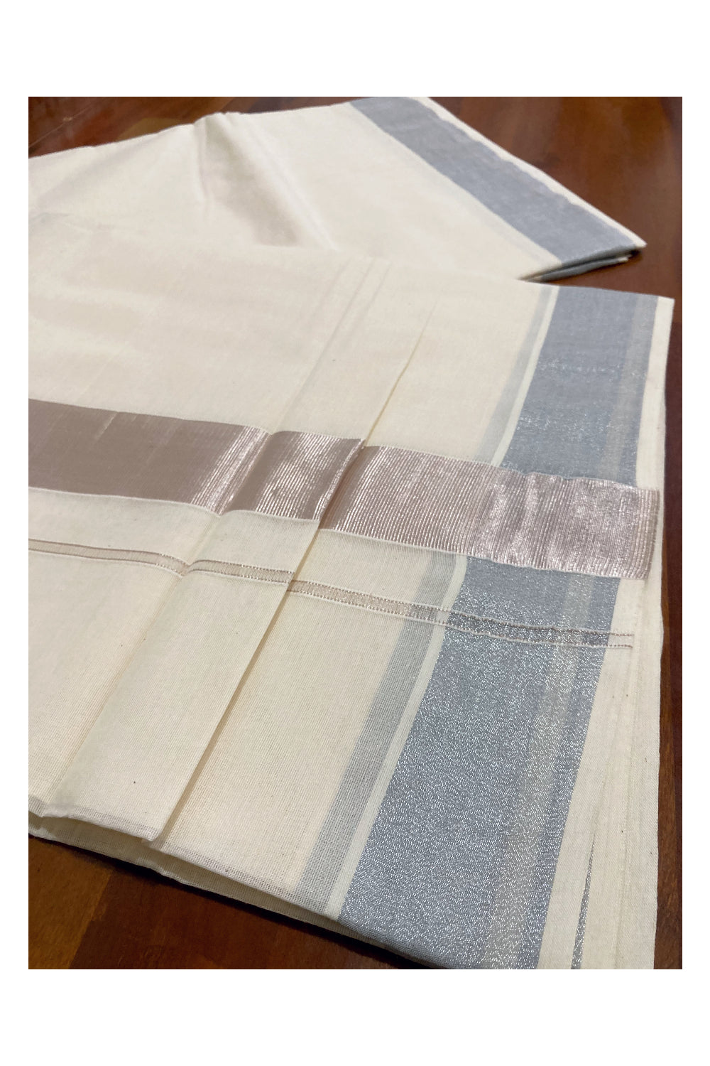 Pure Cotton Kerala Saree with 2x2 Silver Kasavu Border