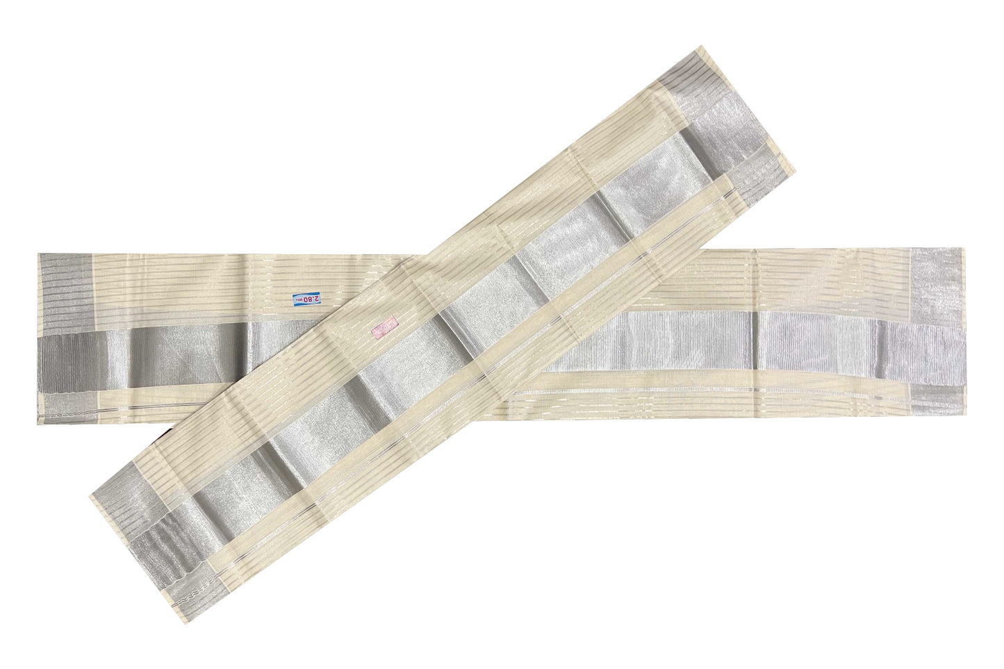 Kerala Cotton Set Mundu (Mundum Neriyathum) with Silver Kasavu Lines on Body 2.80 Mtrs