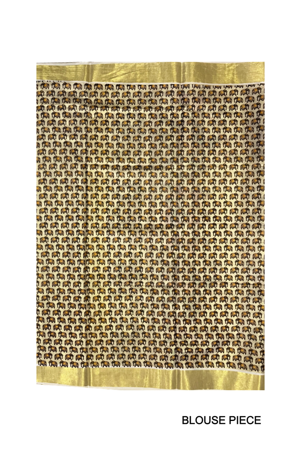 Kerala Tissue Kasavu Saree With Mural Festival Parasol and Elephant Design