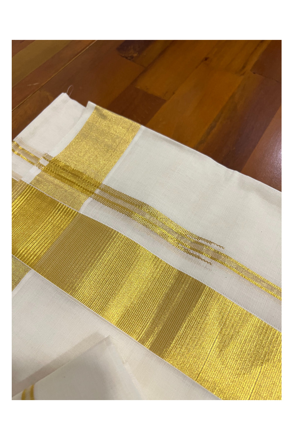 Southloom™ Handloom Plain Single Set Mundu (Mundum Neriyathum) 2 Inch Border 2.70 Mtrs