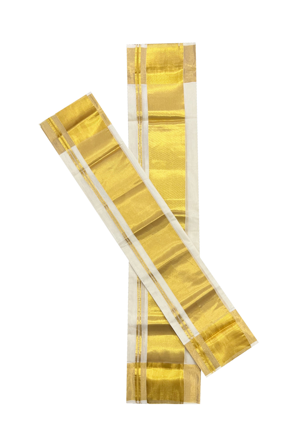 Southloom™ Handloom Plain Double Set Mundu (Mundum Neriyathum) 5 Inch Border 2.80 Mtrs