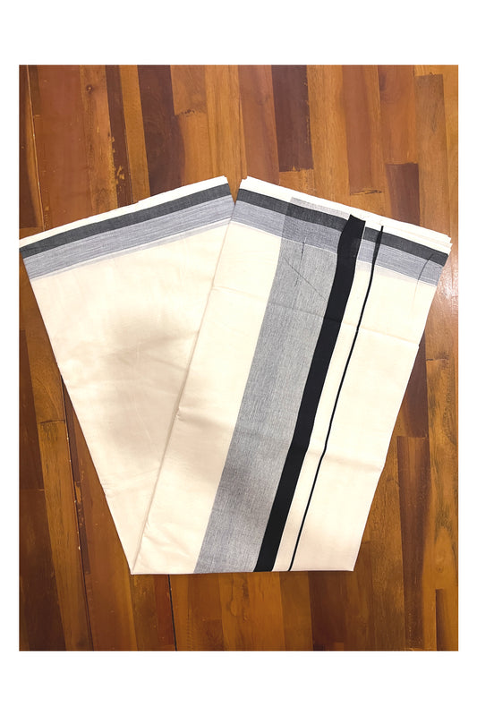 Pure Cotton Off White Kerala Saree with Black Shaded Border