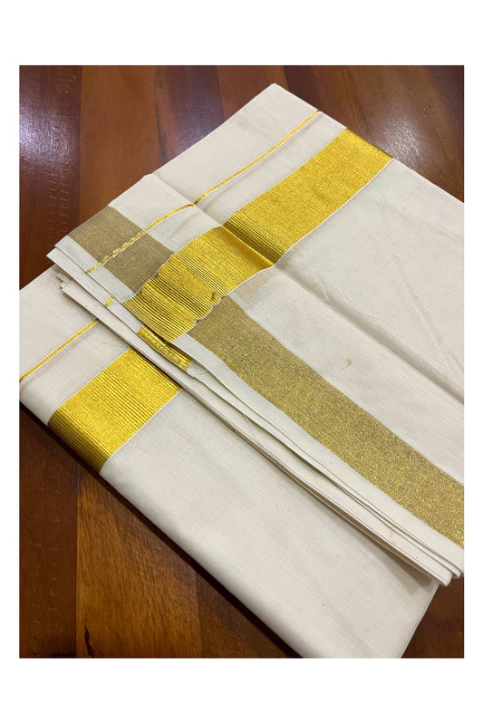 Pure Cotton Double Mundu with Kasavu Kara 1.5 Inches (South Indian Kerala Dhoti)