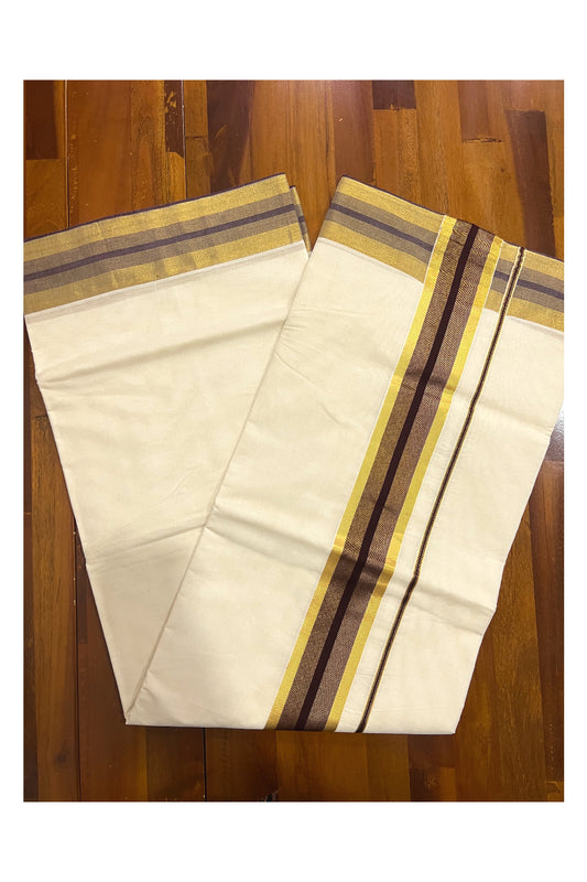 Southloom Pure Cotton Kerala Saree with Kasavu and Brown Border