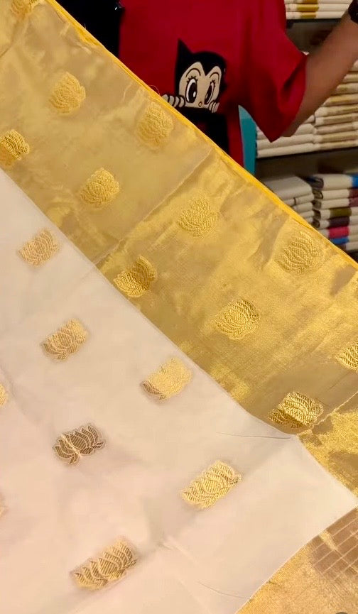 Handloom Cotton Replica Lotus Saree SL148